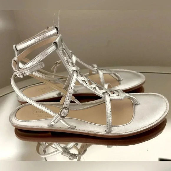 Gently Worn COACH Geralynn Silver Leather Sandals. - Picture 3 of 6